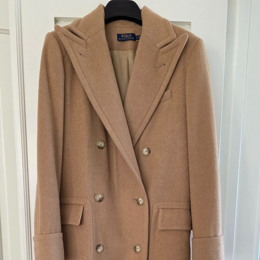 Polo Ralph Lauren Camel-Hair Long Polo Coat Made in Italy Size 2